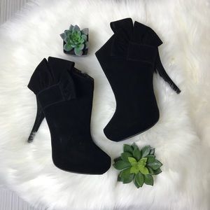 Qupid Velvet Ankle Booties